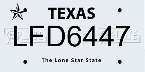 LFD6447 Texas License Plate