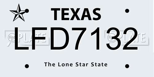LFD7132 Texas License Plate