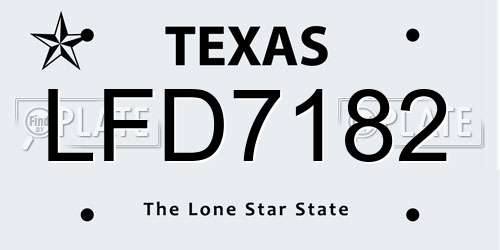 LFD7182 Texas License Plate