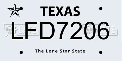 LFD7206 Texas License Plate