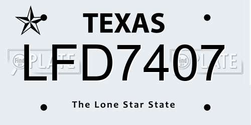 LFD7407 Texas License Plate