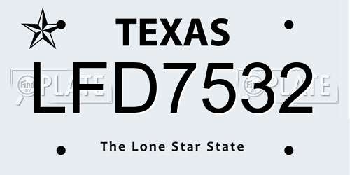 LFD7532 Texas License Plate