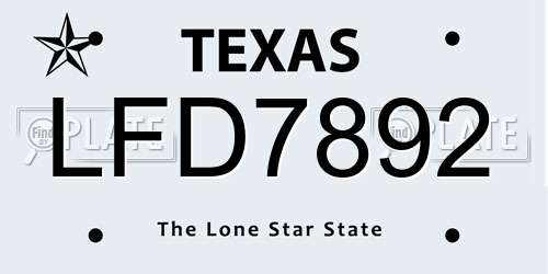 LFD7892 Texas License Plate