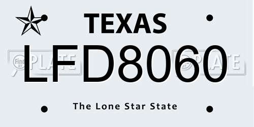 LFD8060 Texas License Plate