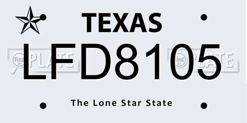 LFD8105 Texas License Plate