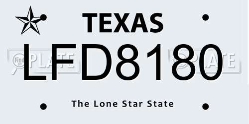 LFD8180 Texas License Plate