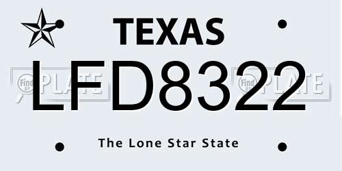 LFD8322 Texas License Plate
