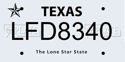 LFD8340 Texas License Plate