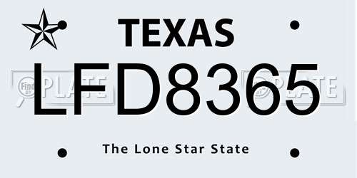 LFD8365 Texas License Plate