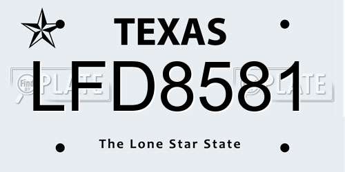 LFD8581 Texas License Plate