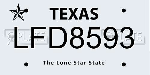 LFD8593 Texas License Plate