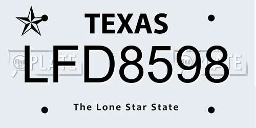 LFD8598 Texas License Plate