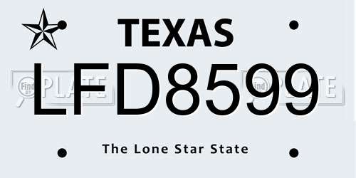 LFD8599 Texas License Plate