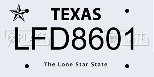 LFD8601 Texas License Plate