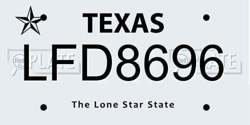 LFD8696 Texas License Plate