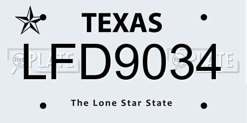 LFD9034 Texas License Plate