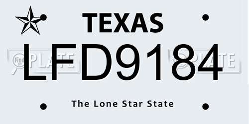 LFD9184 Texas License Plate