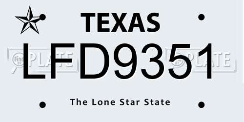 LFD9351 Texas License Plate