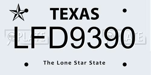 LFD9390 Texas License Plate