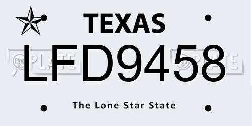 LFD9458 Texas License Plate