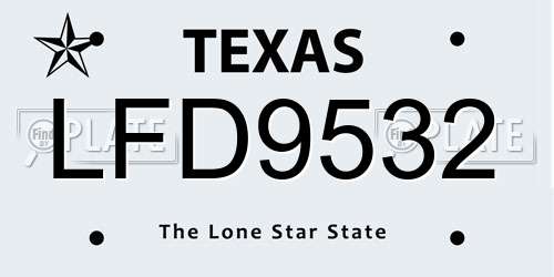 LFD9532 Texas License Plate
