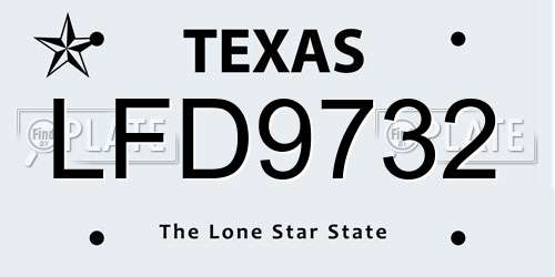 LFD9732 Texas License Plate