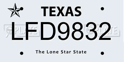 LFD9832 Texas License Plate