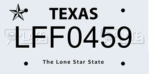 LFF0459 Texas License Plate