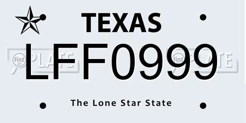 LFF0999 Texas License Plate