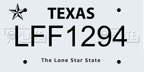 LFF1294 Texas License Plate