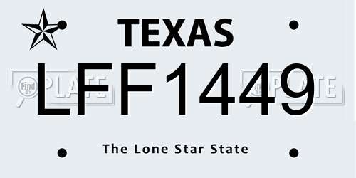 LFF1449 Texas License Plate