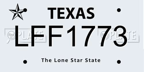 LFF1773 Texas License Plate