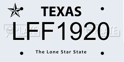 LFF1920 Texas License Plate