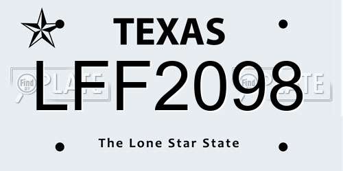 LFF2098 Texas License Plate