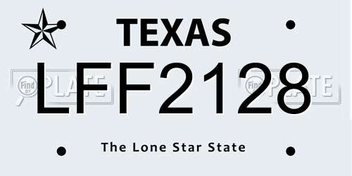LFF2128 Texas License Plate