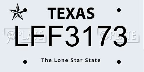 LFF3173 Texas License Plate