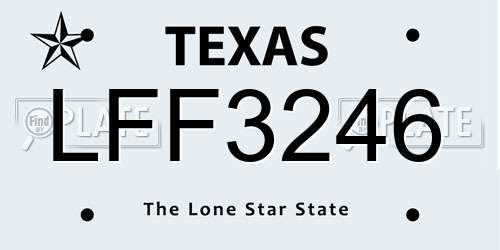 LFF3246 Texas License Plate