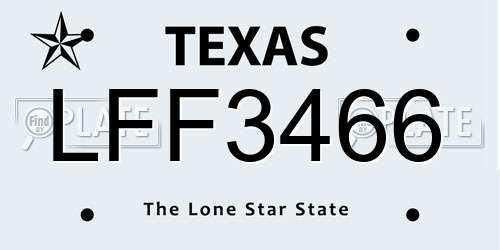 LFF3466 Texas License Plate