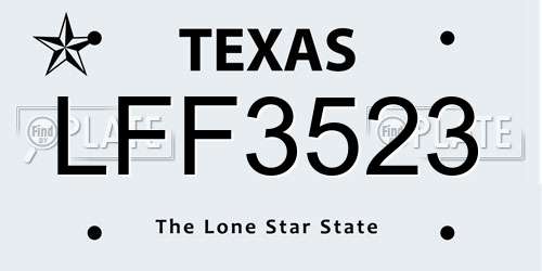 LFF3523 Texas License Plate
