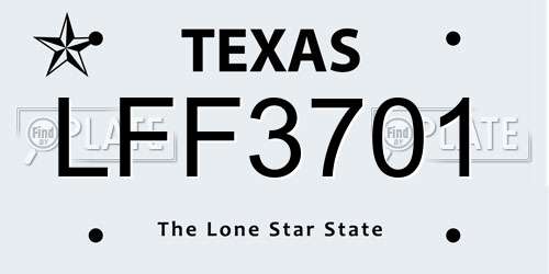 LFF3701 Texas License Plate