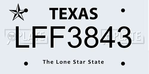 LFF3843 Texas License Plate