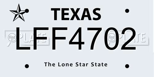 LFF4702 Texas License Plate