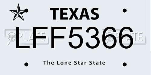 LFF5366 Texas License Plate
