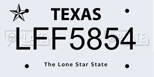 LFF5854 Texas License Plate