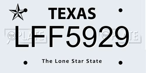 LFF5929 Texas License Plate