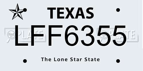 LFF6355 Texas License Plate