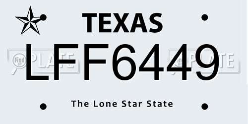 LFF6449 Texas License Plate