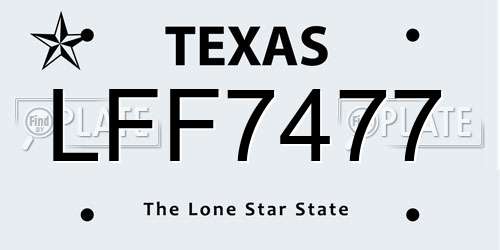 LFF7477 Texas License Plate