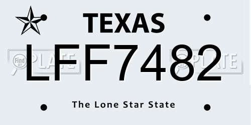 LFF7482 Texas License Plate