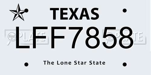 LFF7858 Texas License Plate